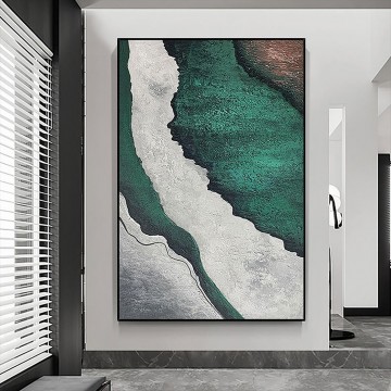 Texturizado Painting - Ola de playa abstracto verde 05 arte de la pared textura minimalista